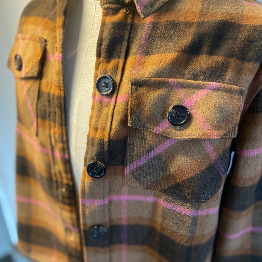 BB Dakota Brown and Pink Plaid Utility Jacket - Picture 5 of 6
